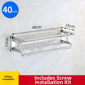 No-drill Stainless Steel Double-layer Towel Rack