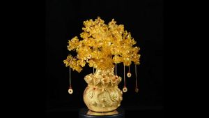 Crystal Tree Feng Shui Money Tree Fortune Ingots Tree Feng Shui Items Home Decor Citrine Ingots Fortune Tree Home Living Room Wine Cabinet Entrance Office Decoration Crafts