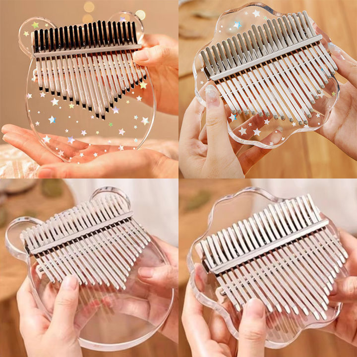 HLURU 17/21 Phím Kalimba Ngón Tay Cái Đàn Piano Pha Lê Acrlyic Ngón Tay Đàn Piano Dành Cho Người Mới Bắt Đầu Và Trẻ Em Bàn Phím Nhạc Cụ