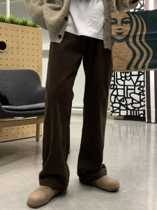 Ssumenam | Vintage Loose Waist Corduroy Warm Trousers