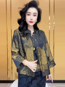 High-End Silk Tunic Top with Button Detail Mom Cardigan Style Floral Embroidery Grainy Silk  Silk Spring 2024 Original Design