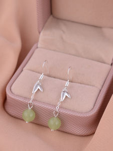 Elegant 925 Sterling Silver Bamboo Earrings for Women with Turandontite Korean Style Fashion Jewelry Ear Hook Luxury Light Luxury