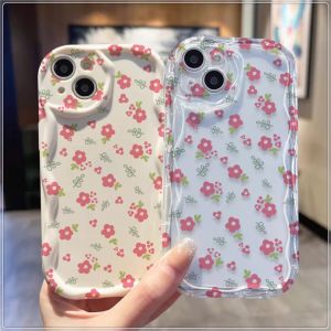 Beautiful little red flower Compatible for IPhone 15 Plus 11 14 13 12 15 Pro Max XR X XS Max 15 7Plus 8plus Wavy Curved