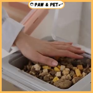 Pet Dog Cat Japanese Design Food Storage Container Large-capacity Sealed Grain Storage Box 2 Compartment