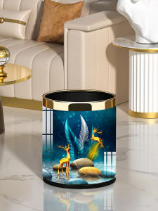 New Chinese Style Double Layer Trash Can Creative Luxury High Aesthetic Hotel Bedroom Living Room Paper Basket Home Use