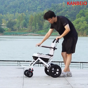 (SG STOCK) KANBEIO Portable Bedside Commode Wheelchair for Toilet - Foldable Shower Chair with Arms Detachable Bucket Transport Wheelchair Rolling Bath Chair Shower Seats for Elderly Handicap