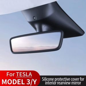 For Tesla Model Y Rear View Mirror Protector Frame Silicone Rearview Mirror Cover Sleeve Tesla Non-Slip Decoration Accessory