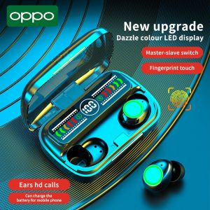 ♥ SFREE Shipping ♥ OPPO M100 5.3 Bluetooth Earphones Wireless Earbuds LED Display Touch Control Headset earphone in-ear Fingerprint touch Can charge thebattery for mobile phone