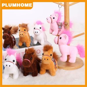 PLUMHOME พวงกุญแจม้าขนาดเล็กน่ารักขนาด10ซม. พวงกุญแจตุ๊กตาสัตว์จำลองน่ารักกระเป๋าตุ๊กตาตกแต่งของขวัญราศีม้าเด็ก