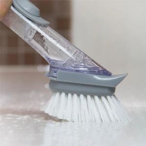 Kitchen Cleaning Brush Dispenser 2 in 1 Soap Dispensing Dish Brush with Long Handle for Pots Pans Bowls and Sink Areas Set
