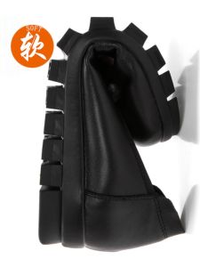 Leather Work Shoes Womens Black Flat Bottom Air Stewardess Shoes Soft Bottom round Toe Shoes Professionally Low Cut Single Shoes