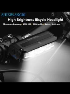 SHIZIWANGRI 5 Modes Bicycle Headlights 2000mAh/1800LM Bike Light Flashlight Aluminium Alloy MTB Road Cycling Headlight 3LED