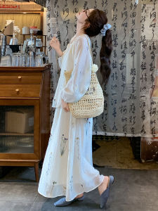 Floral Embroidery Spring Summer Autumn Womens Two-Piece Set High Waist Mini Skirt Sun Protection Top Fashionable Retro Style