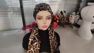 Ramadan Keffiyeh Printed Satin Silk Instant Hijab Caps for Muslim Women Leopard Soft Elasticity Headscarf Turban Foulard Bandana