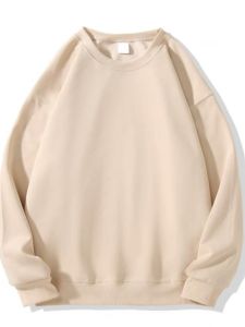 2023 New Arrival Fall and Winter New round Neck Mens and Womens Same Style Loose Pure Color Drop Shoulder Top without Hood Coat Sweatshirt Minimalist