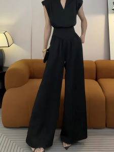 Business Womens High Waist Wide Leg Pants Pleated Suit Black Slimming Commuter Friendly Casual Straight Cut Trousers