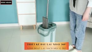 Cây lau nhà tự vắt xoay 360 độ dễ dàng lau dọn mọi vị trí chổi lau nhà đa năng tặng kem 2 bông lau bảo hành 2 năm