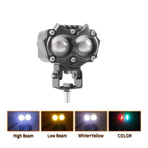 Aluminum Alloy Owl Style Motorcycle LED Fog Lights White/Yellow Beam + RGB + Strobe Mode for Cars/Bikes