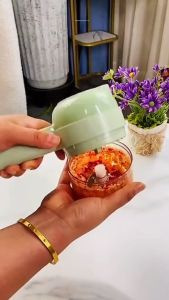 Chopper Gagang Portable Food Elektrik 4 in 1: Penggiling Pemotong Penghalus Daging Sayuran Praktis