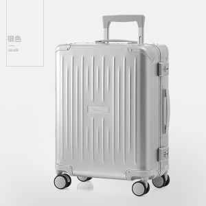 Aluminum Magnesium Alloy Travel Suitcase with Pull Rod Business Check-In Luggage 20 Inches Mechanic Frame Carry-On Bag