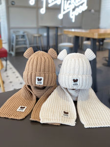 Childrens Knitted Hat Scarf Set Warm Winter Knitwear Boys Girls Overhead New Style Korean Version Hat Glove Scarf Combo