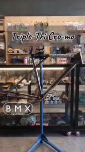 BMX Cycle Center The Project Brand Triple Tri Bicycle Frame Gloss Raw Fixed gear freestyle Mid bb compatible Material: chromoly Available in size 50 & 53