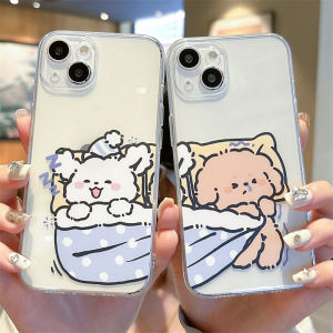 Transparent Doggie Phone Case for  7/6 plus Couple Cute Cartoon Silicone Protective Cover for 15 pro Max 13 pro 14 plus