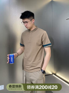 Summer 2025 Mens Polo Shirt Short Sleeve Turn-down Collar Striped Personality T-shirt Youth Fashion Cotton Polyester Spandex