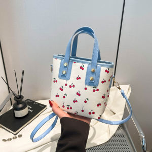 Fashionable 2025 Cherry Bucket Bag Womens Handbag Large Capacity Commuter Crossbody Shoulder Tote Bag Stylish Alluring