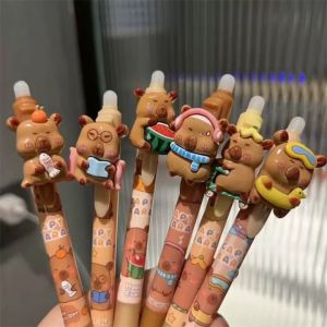 (READY STOCK)3D Capybara Pendant 0.5mm Blue Erasable Gel Pen Stationary Kid Birthday Present Gift卡皮巴拉蓝色中性笔0.5毫米文具gel pen