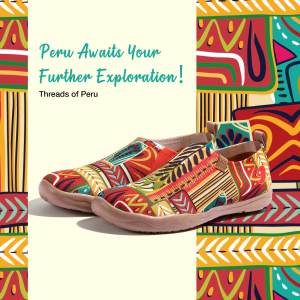 UIN Womens Slip On Sneakers Casual Loafers Knit Art Painted Comfort Soft Walking Shoes Peru