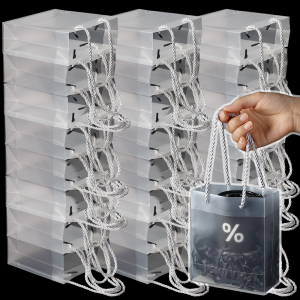 10ชิ้น ถุงของขวัญใสมีหูหิ้ว / ถุงห่อของขวัญพลาสติกใสแบบใช้ซ้ำได้ / ถุงใส่ของชำร่วยงานปาร์ตี้ / ถุงของขวัญสำหรับงานวันเกิดและงานแต่งงานแบบบูติก