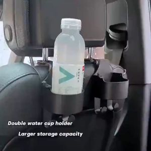 MOTEX 1PCS Car Headrest Cup Holder with Hook Car Back Hanging Mount Phone Holder Beverage Holders Auto Interior Accessories