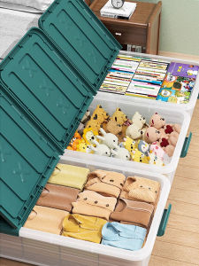 Underbed Storage Box Flat with Wheels for under Bed Storage Home Clothes Books Toys Organizer Box Household Plastic Storage Bin