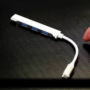 Penyesuai Hab USB C 4-Port Aluminium dengan Port USB Jenis-C & USB-A Reka Bentuk Padat untuk Mac Pro Mini iMac Surface Pro XPS PC - Sesuai untuk Pemacu Denyar Zweicx