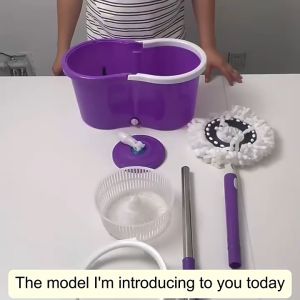 AT.Homemart [รุ่นมินิ] ชุดไม้ถูพื้นพร้อมถังปั่น มีล้อลากและหูหิ้ว ไม้ม๊อบหมุน 360 องศา แถมฟรีผ้ามโครไฟเบอร์