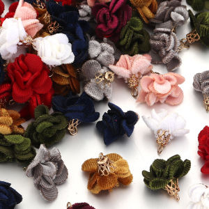 20mm Fabric Flower Tassel Pendants For Jewelry Making DIY Bracelet Earring Tassel Keychain Earring Making Accessories Jewelr