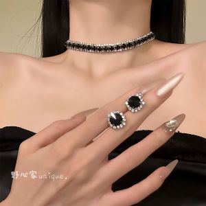 Elegant French Style Zircon Necklace Set Original Design Fashionable Accessory for Evening Dresses Clavicle Chain Jewelry