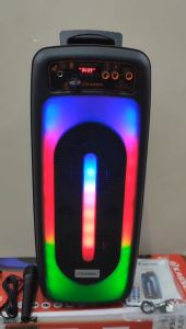 FREE USB 6.5\" X 2 LED Light Double Bluetooth Portable Speaker With USB/SD/BT/FM Free 1 Pcs wired MIC K-6233