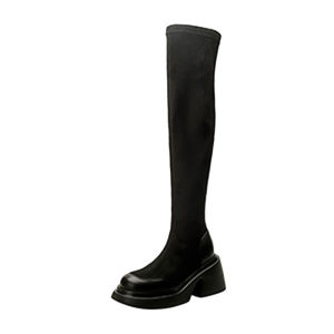 Elastic Over-Knee High Heels Thick Bottom Fashion Boots Womens 2024 New Autumn Winter Velvet Heightening Slimming Boots