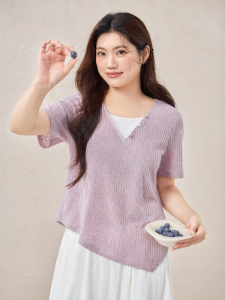 Plus Size Summer Two-Piece Illusion T-shirt Set Short Sleeve
