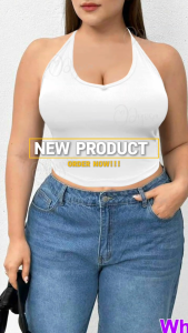 Plus size Crop top V neckline Spaghetti halter backless (ea)