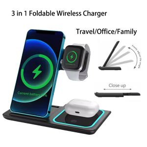 Multifunction 3 in 1 Folding Wireless Chargers Station for iPhone 17/16/15/14/13 Pro Max Samsung Xiaomi Phone Wireless Charger for Apple Watch Fast Charging