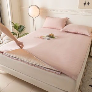 Dansunreve Zip Bedsheet 3inch Stripe Bed Sheet Single Zip Fittedsheet Small Bed Plain Zipper Case Queen Size