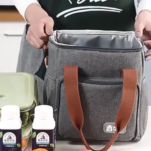 LHS Portable Lunch Bag Insulation Bag Outdoor Picnic Bag Double Layer Thickened Bag