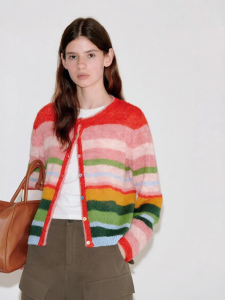 Fano | Áo Cardigan Len Dệt Kim Sọc Cầu Vồng Nữ