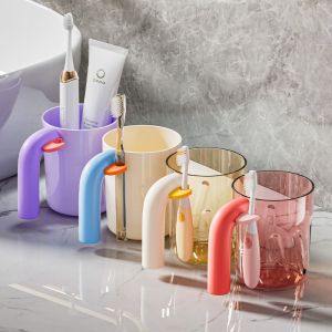 II-AURORA 2-IN-1 Toothbrush Mouthwash Cup Simple Plastic Toothbrush Holder Thicken PP Washing Mouth Cup Home Bathroom Hotel