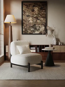 Cream Style Boucle Accent Chair Modern Luxury Single Sofa Lazy Leisure Chair for Home