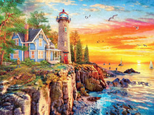 Jigsaw Puzzle for Adults 500/1000/1200/2000PCS Seaside House Lighthouse Scenery DIY Craft Home Wall Decoration Gift Idea