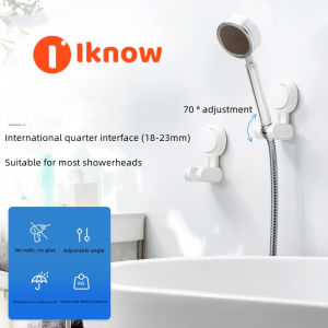 I know Shower Head Holder Suction Cup No Drilling Waterproof Shower Head Bracket Height Angle Adjustable Shower Head Hanger for Bathroom Wall Mounted Towel Wand for Showerhead Holder Removable（White）
